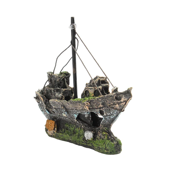 Fashionable Maxbell Aquarium Ornament Wreck Sailing Boat Sunk Ship Destroyer Fish Tank Cave DIY Outstanding