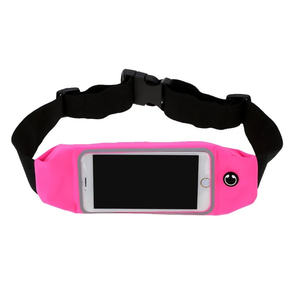 First-Class 5.5 inch Touch Screen Waist Pack Pouch for Running Sports - Rose Red Efficient