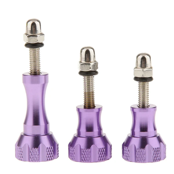 Genuine Purple-Aluminum Stainless Thumb Knob Bolt Nut Screw Set for GoPro Hero3 3 2 1 Camera Accessories Fastening Easy Install Effective