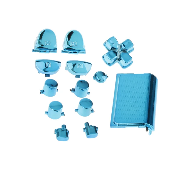 Environmentally Friendly Maxbell Blue-Chrome Plating Buttons Housing and Touchpad for PS4 Controller Shell Protection Easy Install Repair Kit Fit High-Quality
