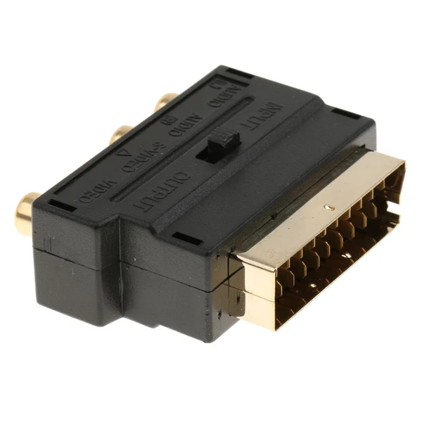 Comfortable Maxbell Scart to 3 RCA Switch Gold Plated Mini Scart Plug In Out to Triple 3 x RCA Phono Video Audio Adapter Box Switchable Composite Lead Switch High-End
