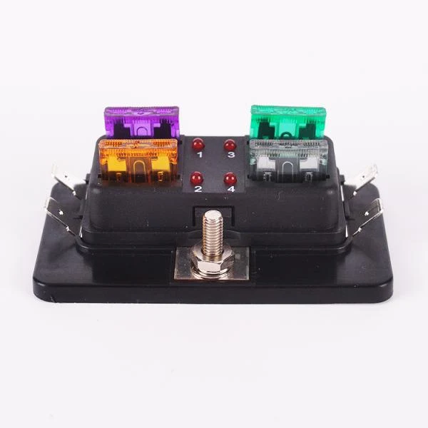 Advanced Maxbell 4 Way LED Car Boat Blade Fuse Box Block Holder for Motorsport Applications World-Class