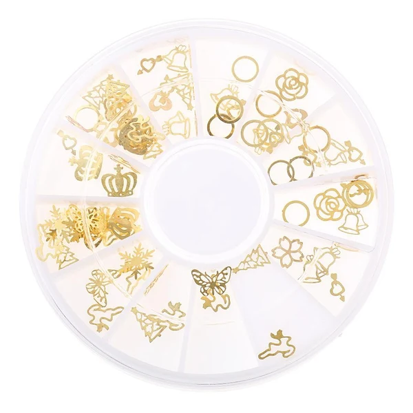 Durable Maxbell Maxbell Metal Charm 3D Nail Art Rhinestone Gold Glitters Tip DIY Decoration Manicure Wheel Original Design