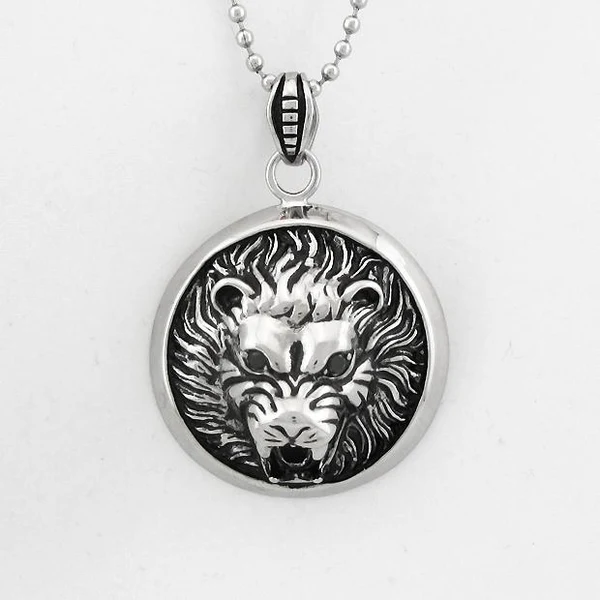 Authentic Maxbell Punk Goth Casting Round 3D Lion Black Diamond Pendant Necklace Halloween Sustainable