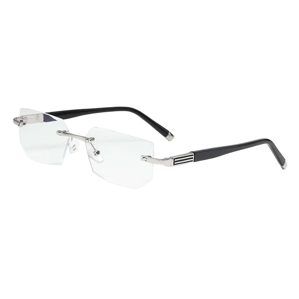 Easy-to-Use Maxbell Blue Light Glasses rectangle Rimless for Unisex Computer Men Woman Argent 1.0X Unique