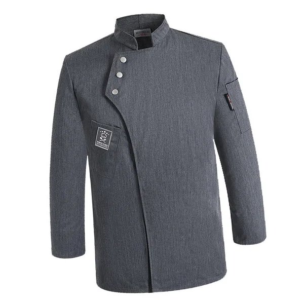 Professional Maxbell Chef Coat Chef Clothing Catering for Food Service Men Women Gray Natural
