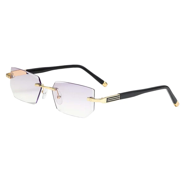 Trendy Maxbell Blue Light Glasses rectangle Rimless for Unisex Computer Men Woman Aureate 2.0X High-Quality
