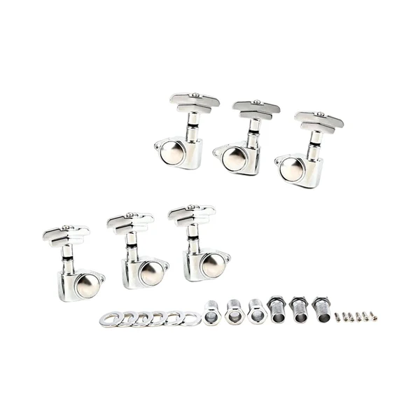 Organic Maxbell Guitar String Tuning Pegs 3 Left 3 Right Headstocks Durable Accessory Silver Refined