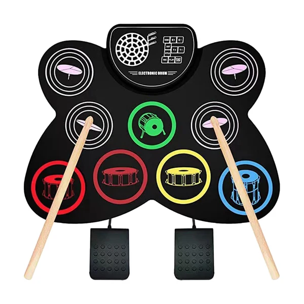 Verified Maxbell Silicone Electronic Drum Set with Drumsticks and Pedal Controller for Gifts World-Class
