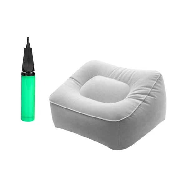 User-Friendly Maxbell Folding Inflatable Footrest Pad with Inflator Pillow for Plane Cars Parts Gray Environmentally Friendly