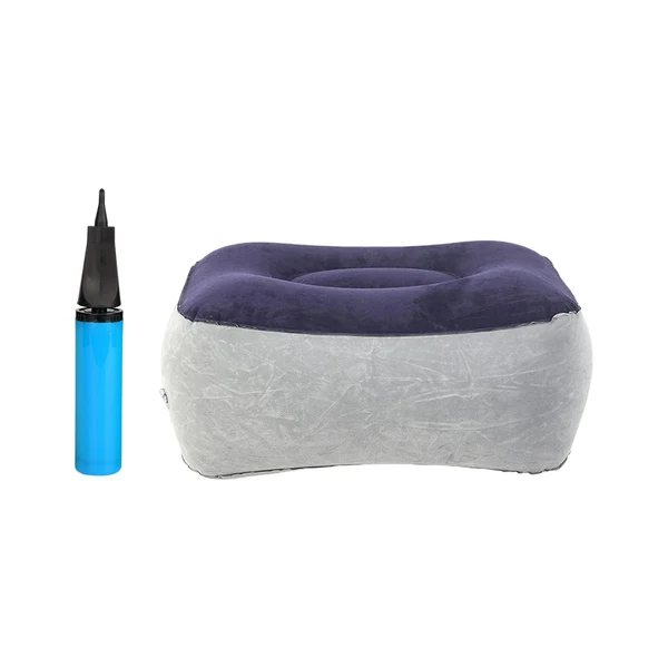 Stylish Maxbell Folding Inflatable Footrest Pad with Inflator Pillow for Plane Cars Parts Gray Blue Safe