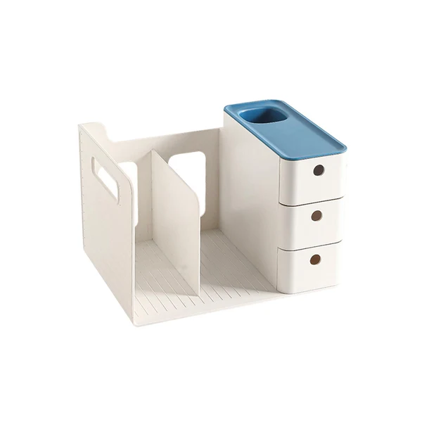 Verified Maxbell Desk Organizer Storage Box for Colored Pencils Office Supplies Makeup Brush Blue Modern