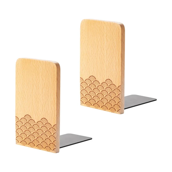 Crafted Maxbell Books Stopper Book Support Non Skid Wooden Bookend for Heavy Books Room Elite