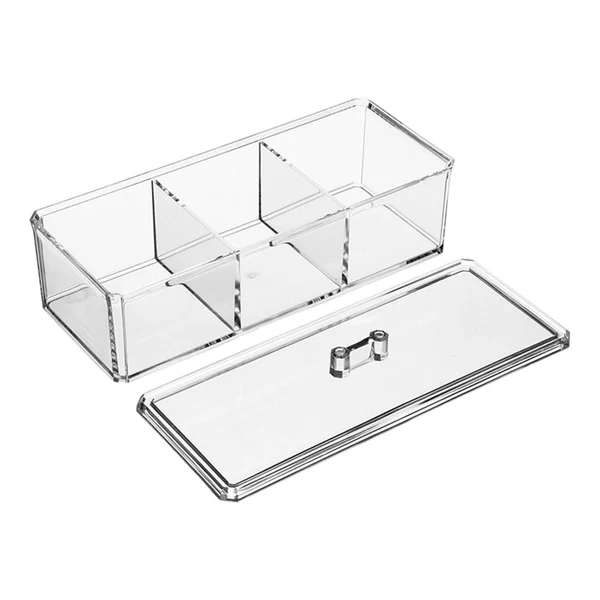 Sustainable Maxbell tea bags Organizer Desk Makeup Holder for Bathroom Counter Desk Accessories 3 Grids with Lid Pure