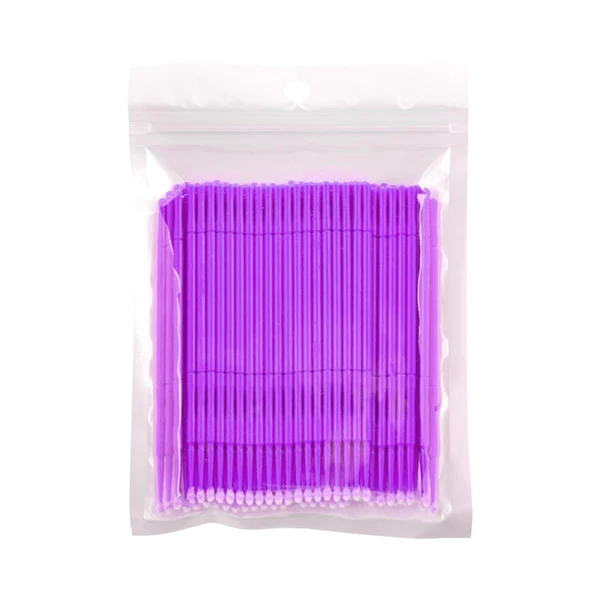 Long-Lasting Maxbell 100 Pieces Micro Applicator Brushes for Eyelashes Mascara Makeup Application Purple Small Top-Quality