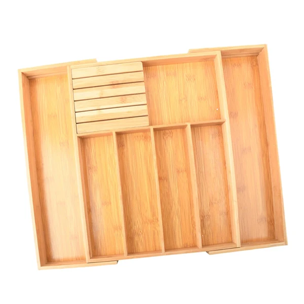 Functional Maxbell Expandable Bamboo Cutlery Tray Storage Dividers Organizer Drawer Storage Box 7 Slot Relaxed