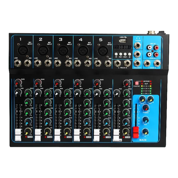 Optimized Maxbell 7 Channel Audio Mixer Sound Mixing Board Console System for Studio Recording Green