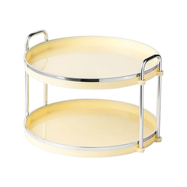 Prestigious Maxbell 2 Tier Counter Tray Decorative Tray for Living Room Cosmetic Storage Kitchen Yellow Effective