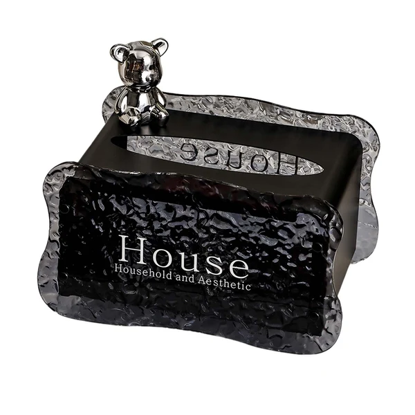 Official Maxbell Tissue Box Holder Decorative Luxury Napkin Holder for Restaurant Bedroom Car black bear Solid