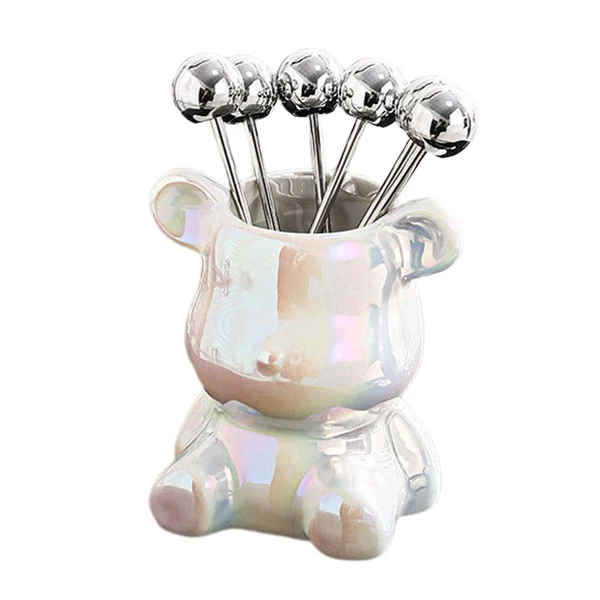 Top-Quality Maxbell Fruit Fork Set Cute bear designs Dessert Forks for Wedding Restaurant Kitchen Color Traditional