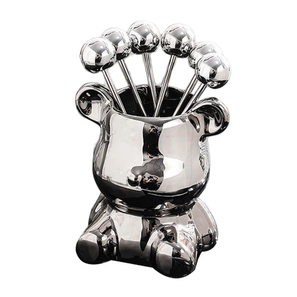 High-Grade Maxbell Fruit Fork Set Cute bear designs Dessert Forks for Wedding Restaurant Kitchen Argent Crafted