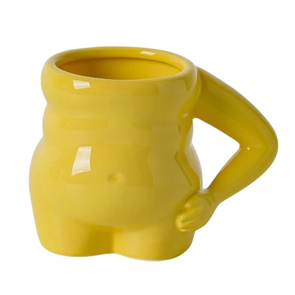 Elite Maxbell Morning Cup belly Creative Ceramic Novelty Cup for Milk breakfast Yellow Durable