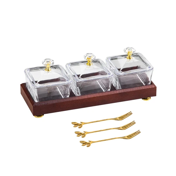 Innovative Maxbell Divided Fruit Snacks Serving Platter with Lids Serving Tray for Home Wedding 3 Grids Eco-Friendly