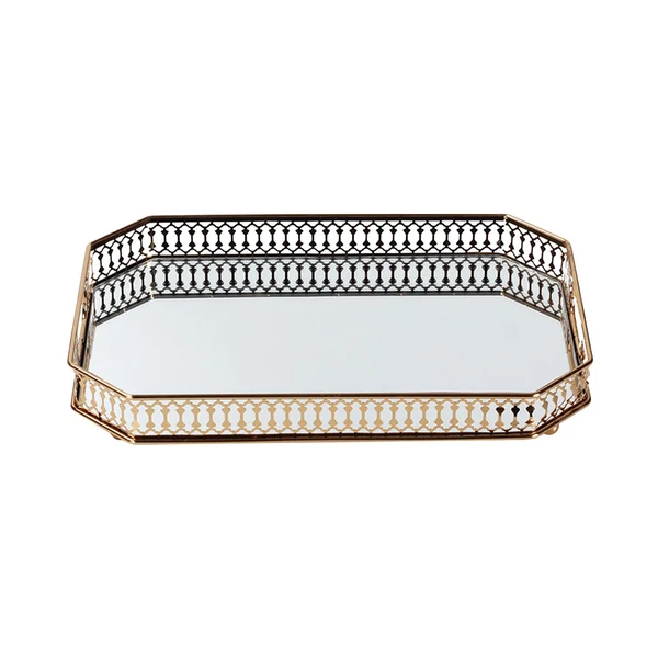 Authentic Maxbell Mirror Serving Tray Serving Plate Metal Serving Tray for Candy Coffee Makeup Fast