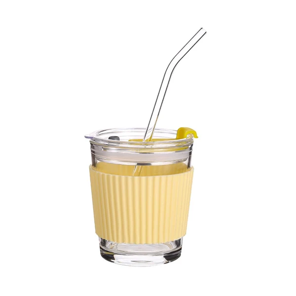 Detailed Maxbell 350ml Water Cup Bar Accessories Drinking Glass Cups for Beverage juice yellow Breathable