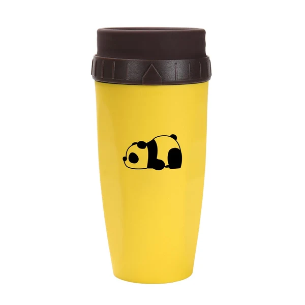 Superior Maxbell Coverless Twist Cup Portable with Stainless Steel Straw Insulated Coffee Cup panda yellow Convenient