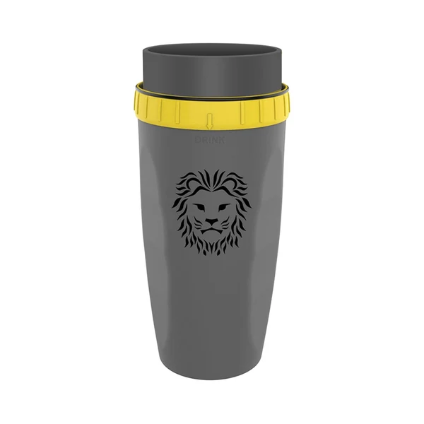 Long-Lasting Maxbell Coverless Twist Cup Portable with Stainless Steel Straw Insulated Coffee Cup Gray lion Proven