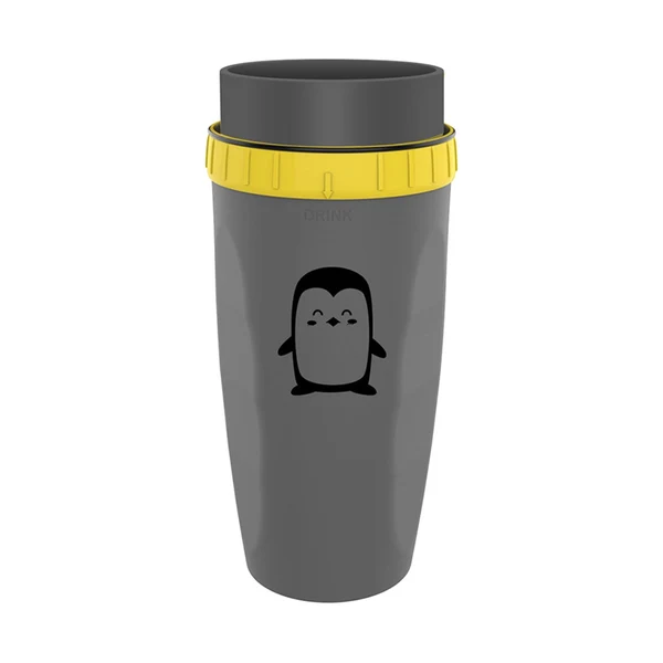 Refined Maxbell Coverless Twist Cup Portable with Stainless Steel Straw Insulated Coffee Cup Gray penguin Durable