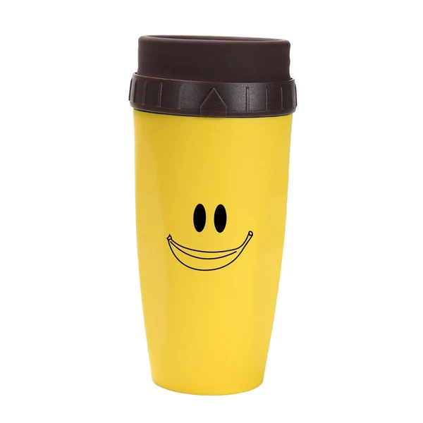 Authentic Maxbell Coverless Twist Cup Portable with Stainless Steel Straw Insulated Coffee Cup smile yellow High-Performance