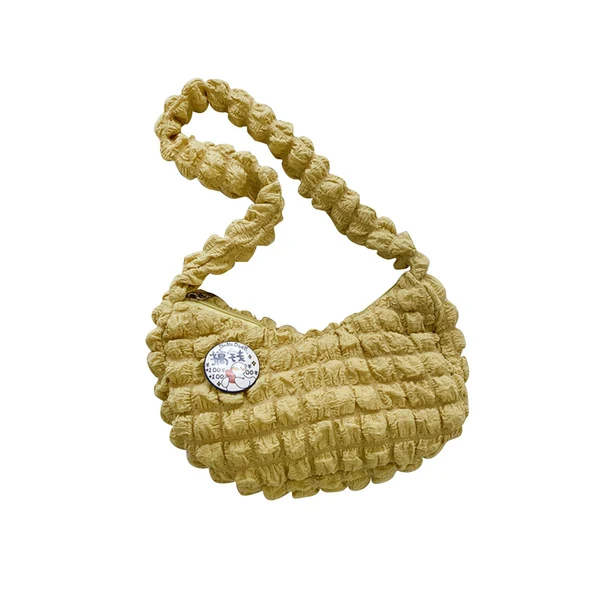 Exclusive Maxbell Cloud Bubbles Handbags Zipper Pleated Beach Casual Women's Shoulder Bag yellow Exceptional