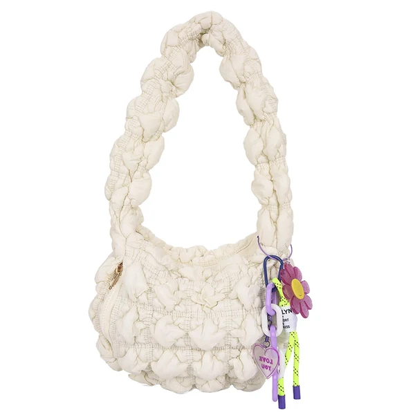 Outstanding Maxbell Puffer Shoulder Bag for Women Padded Lightweight Soft Quilted Tote Bag Beige Quality