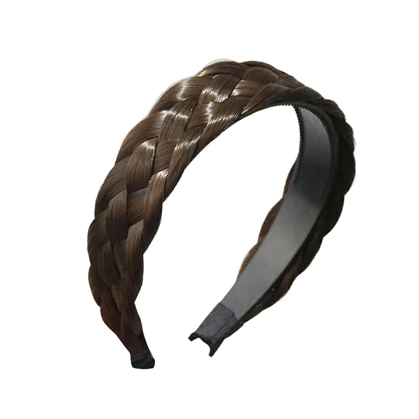 Quality Maxbell Hair Braided Headband Headdress Wig Elastic Hair Bands for Women Girl Ladies Brown Elegant