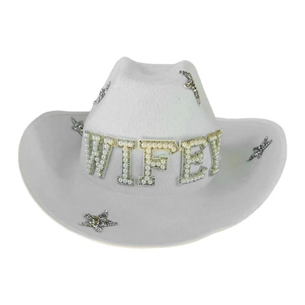 Outstanding Maxbell White Cowgirl Hat Costume Cosplay Western Cowboy Hat for Hiking Events Party High-Quality