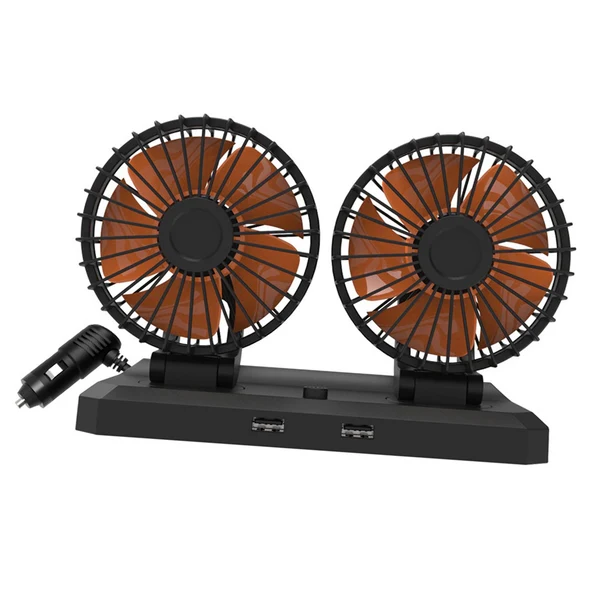 Traditional Maxbell Car Cooling Fan 2 Speeds 360 Rotation 1.8M Cord Dual Head 24V Environmentally Friendly
