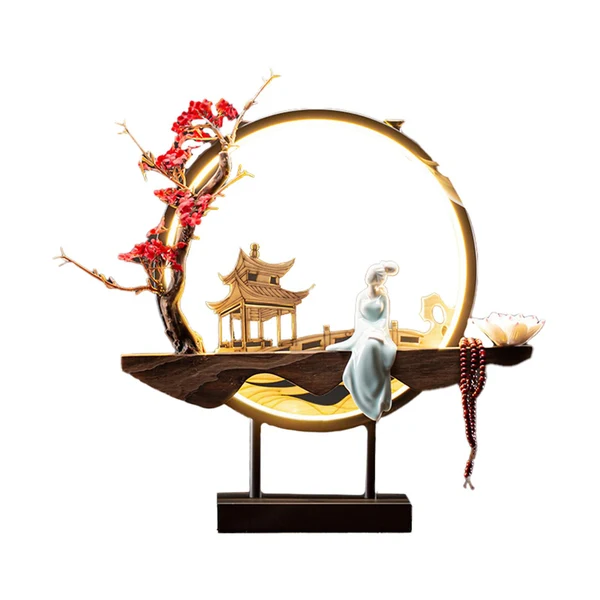 Enhanced Maxbell LED Lamp Backflow Incenses Burner Teahouse Fountain Decorative Ceramic Style G Trendy