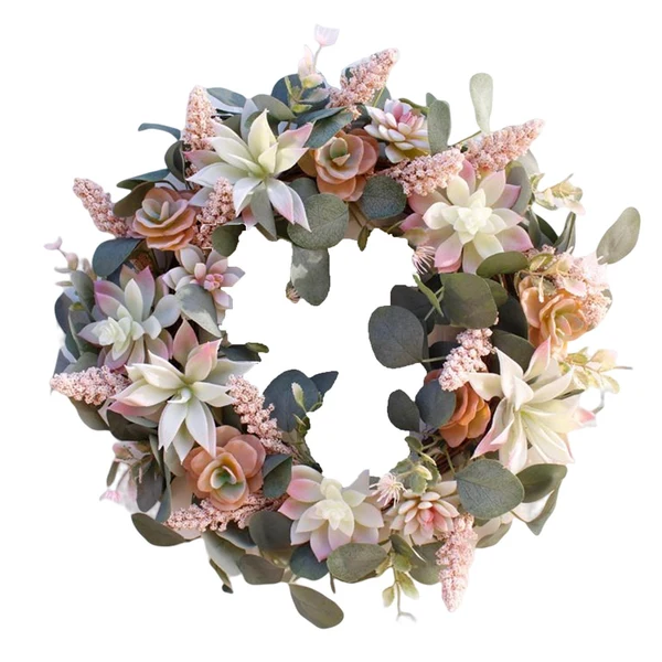 Traditional Maxbell 16 inch Artificial Flowers Wreaths Decoration for Front Door Outside Summer Eco-Friendly