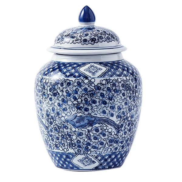Original Maxbell Porcelain Ginger Jar Floral Arrangement Pot Glossy with Lid for Decor Gift M Responsible