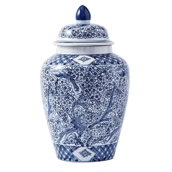 Stylish Maxbell Porcelain Ginger Jar Floral Arrangement Pot Glossy with Lid for Decor Gift L Clean