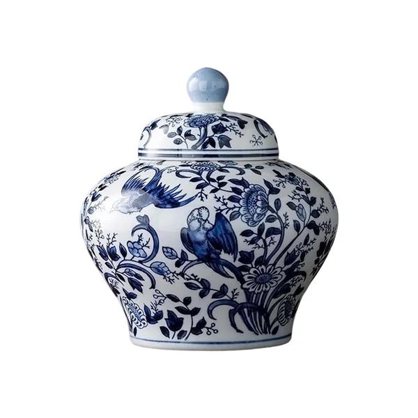 Original Maxbell Ceramic Ginger Jar with Lid Vase Traditional Chinoiserie for Home Pot Belly Jar Certified