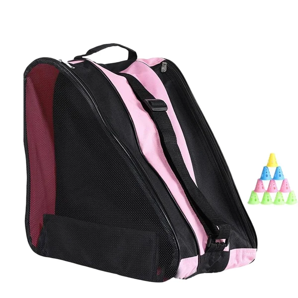 Environmentally Friendly Maxbell Ice Skates Bag 3 Layer Breathable Girls Boys Carry Handle and Shoulder Strap Red