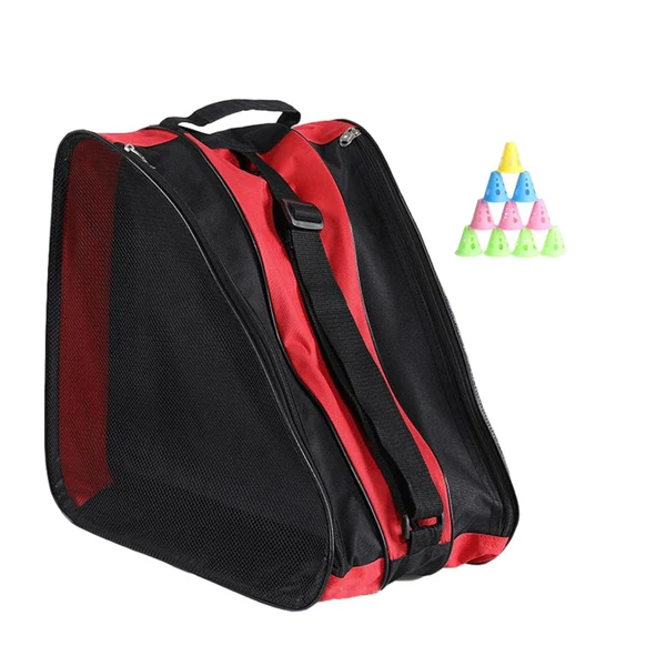 High-Grade Maxbell Ice Skates Bag 3 Layer Breathable Girls Boys Carry Handle and Shoulder Strap Pink Luxury
