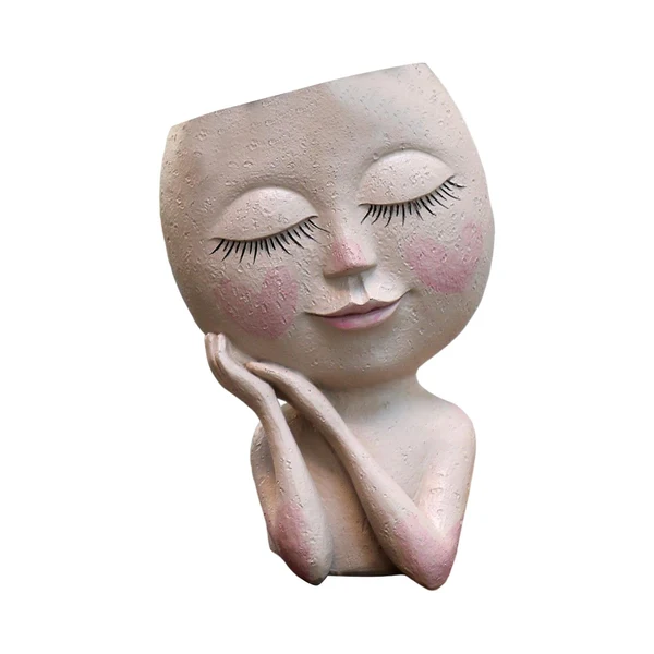 Certified Maxbell Unique Resin Pot Desk Vase Face Planter Pot for Bedroom Tabletop Decoration White Genuine