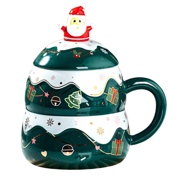 Reliable Maxbell Ceramic Christmas Mug Creaive Painted Tea Cup for Daily Use Christmas Latte Green Smart