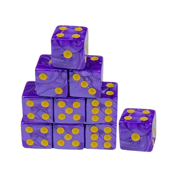 Artisan Maxbell 10x 0.6inch Game Dices Teaching Aids for Table Game Role Play Math Teaching Violet Yellow Casual