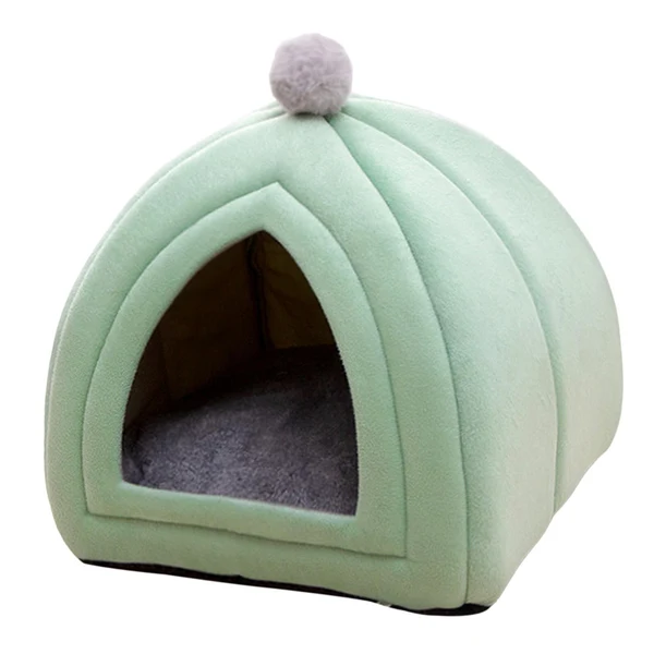 Effective Maxbell Cute Cat Bed Pet Tent with Removable Washable Cushion Semi Closed Winter Green L High-Quality