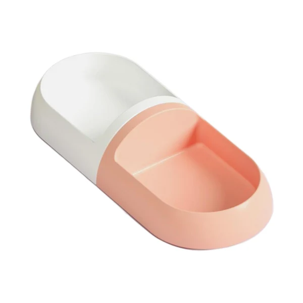 Artisan Maxbell Cat Double Bowl Cat Food Bowl Reusable Capsule Shaped for Accessories white and pink Long-Lasting